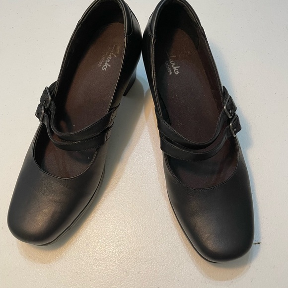 Clarks Bendables Maryjane Women's Black Double Strap Shoes Size 10W SB-V (Nov) - Picture 2 of 9